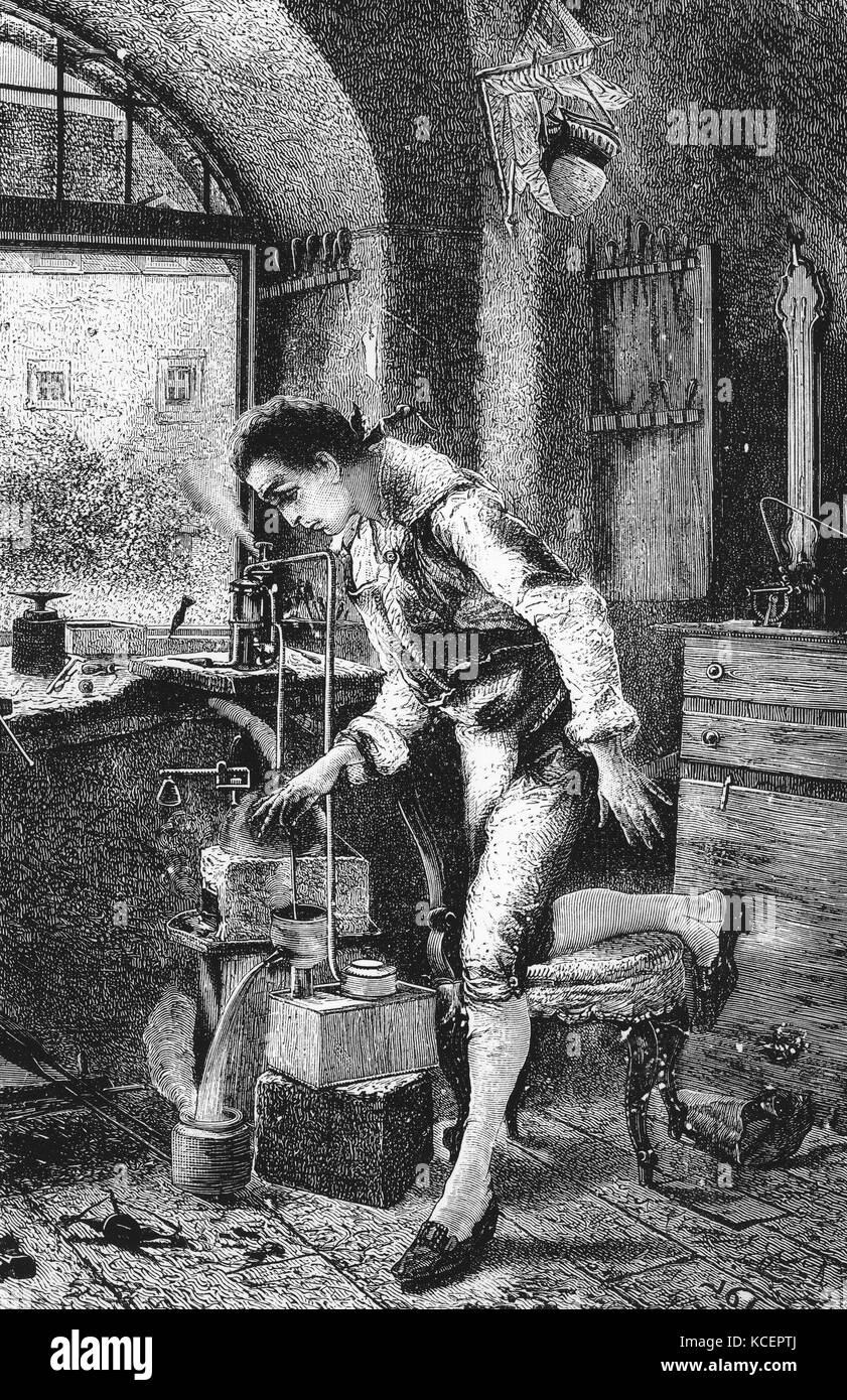 Portrait de James Watt (1736-1819), un inventeur écossais, ingénieur mécanicien, et chimiste. En date du 19e siècle Banque D'Images