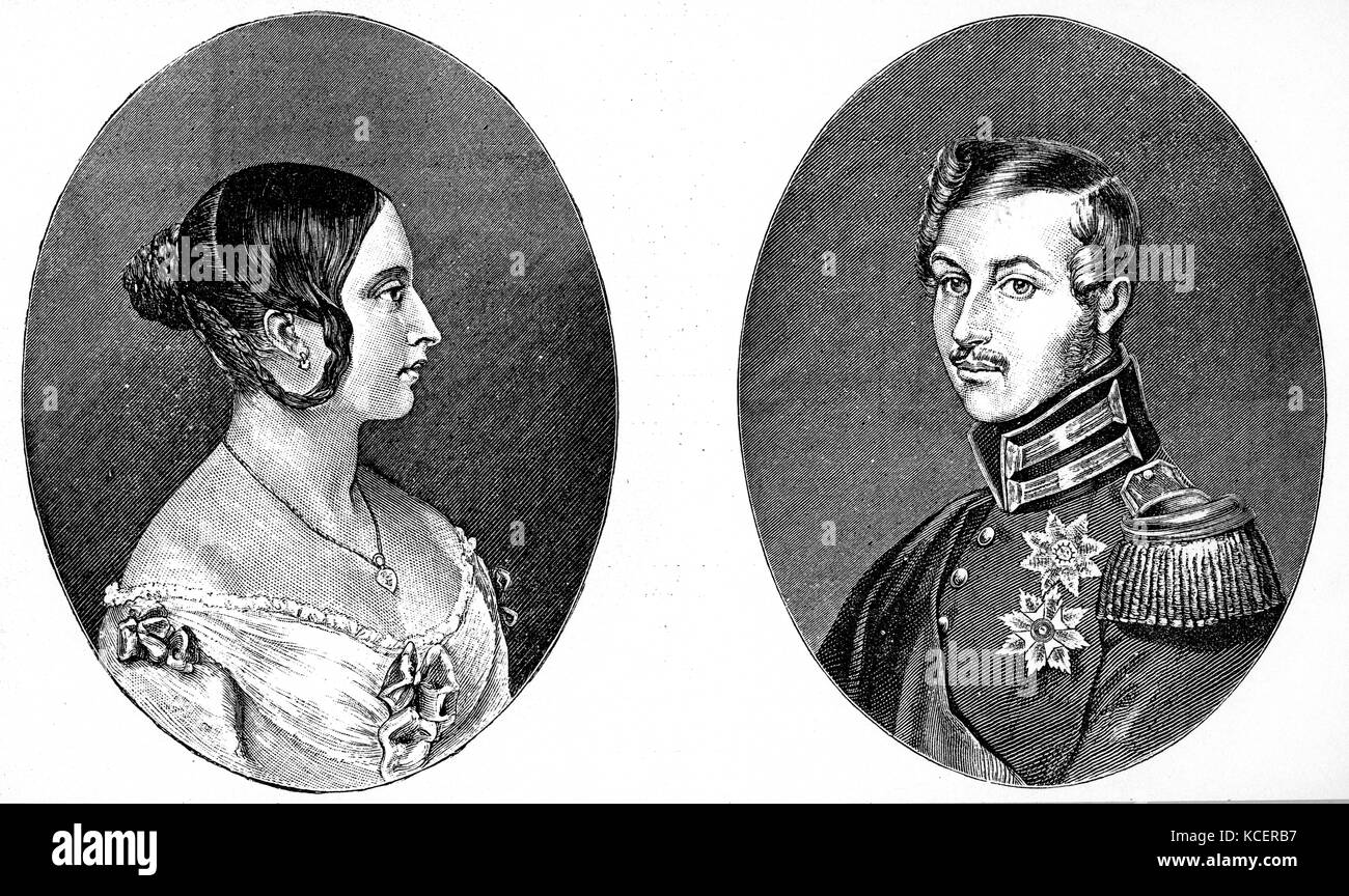 Portraits de la reine Victoria (1819-1901) et Prince Albert (1819-1861). En date du 19e siècle Banque D'Images