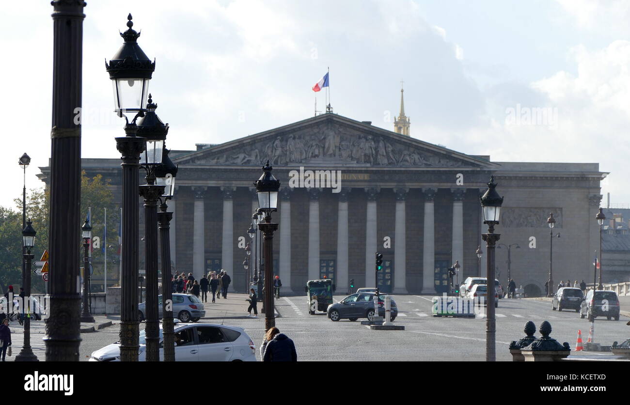 L'Assemblée nationale, à Paris, est la chambre basse du parlement bicaméral de la France sous la Cinquième République Banque D'Images