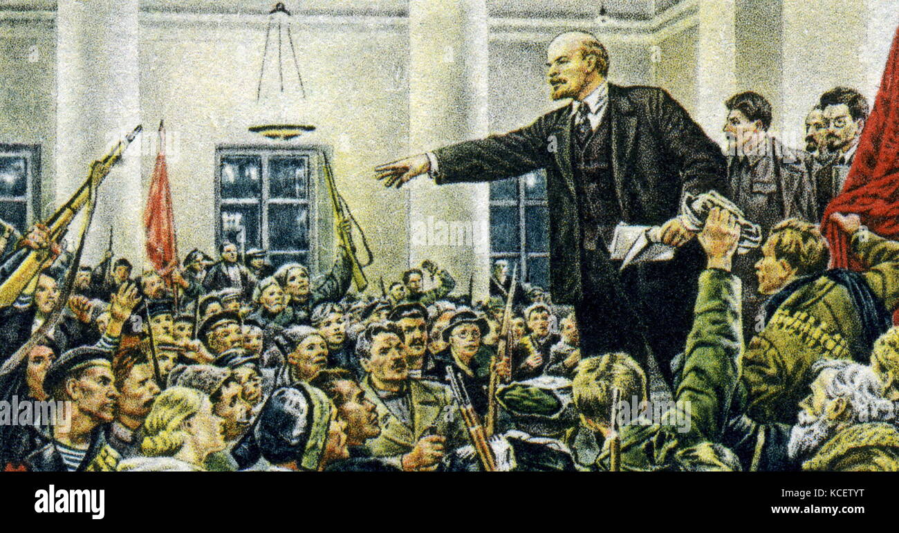 30e anniversaire stamp (détail), commémorant la mort de Lénine. L'image a été inspirée par la peinture Sérov montrant Lénine à la séance du 2e Congrès des Soviets, à l'Institut Smolny. Cet ensemble en mouvement la Révolution russe d'octobre 1917. À côté de Lénine (de gauche à droite), y compris : Staline, Dzerjinsky et Sverdlov. Banque D'Images