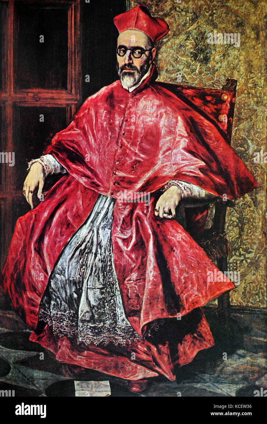 Le Cardinal Nino de Guevara en 1596, peint par El Greco (1541-1614) huile sur toile. Fernando Niño de Guevara (1541 - 1609). L'archevêque de Grenade de 1542 à 1552. Nommé Grand Inquisiteur de l'Espagne. Au cours de son mandat en tant que grand inquisiteur, l'Inquisition espagnole a brûlé 240 hérétiques, plus 96 en effigie. 1 628 autres personnes ont été trouvé coupable et soumis à des sanctions moins lourdes. Banque D'Images