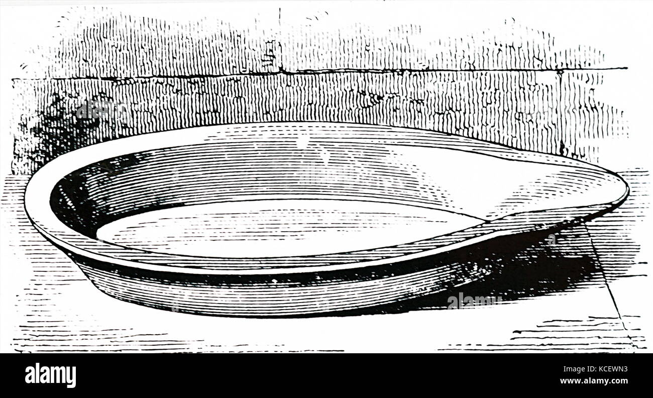 Gravure représentant un lait grès-assiette dans lequel crème a été autorisé à augmenter. En date du 19e siècle Banque D'Images