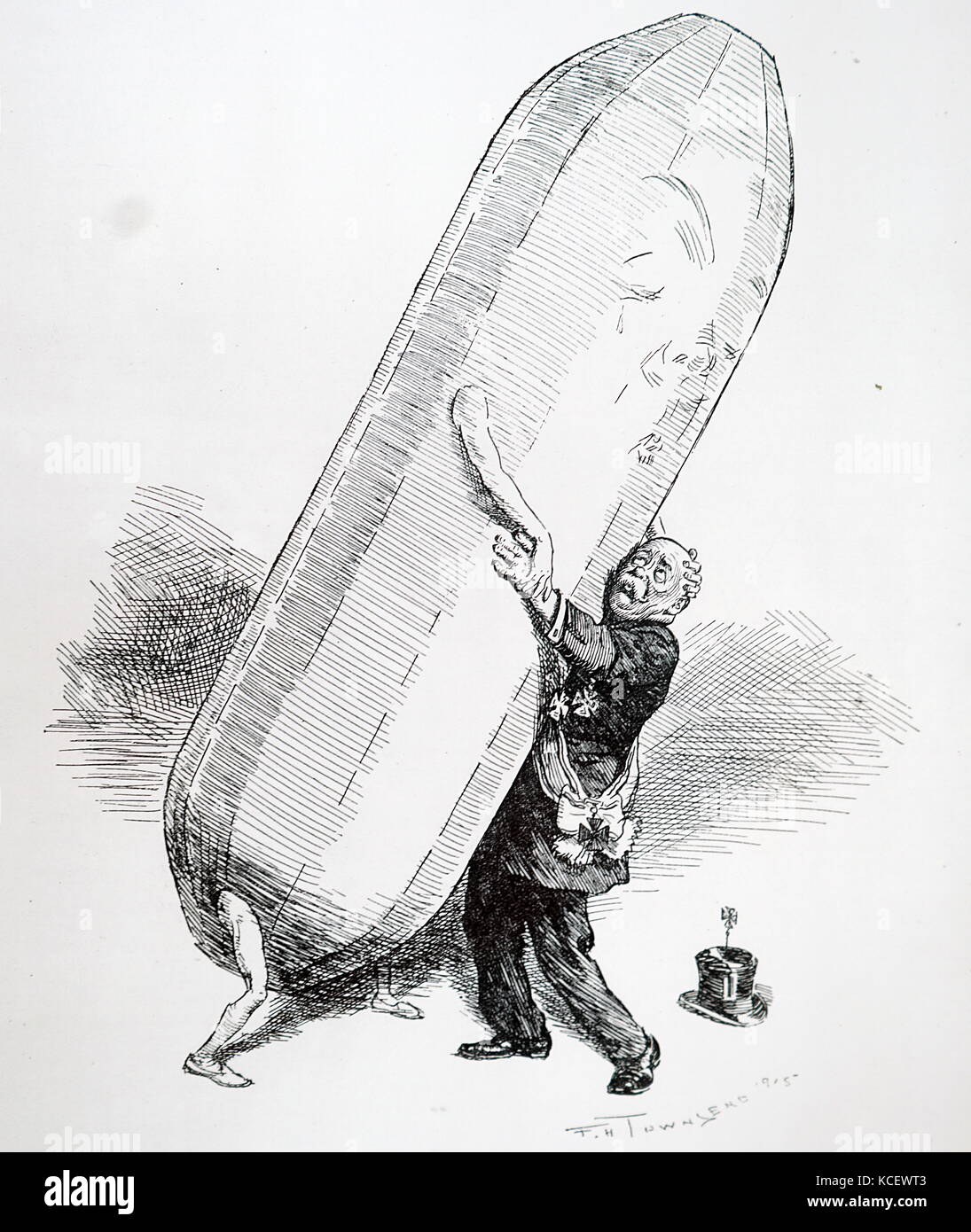 Comment la caricature montrant satirique allemand sont en train de perdre beaucoup de Zeppelins envoyés sur de bombarder Londres, pendant la Première Guerre mondiale. En date du 20e siècle Banque D'Images