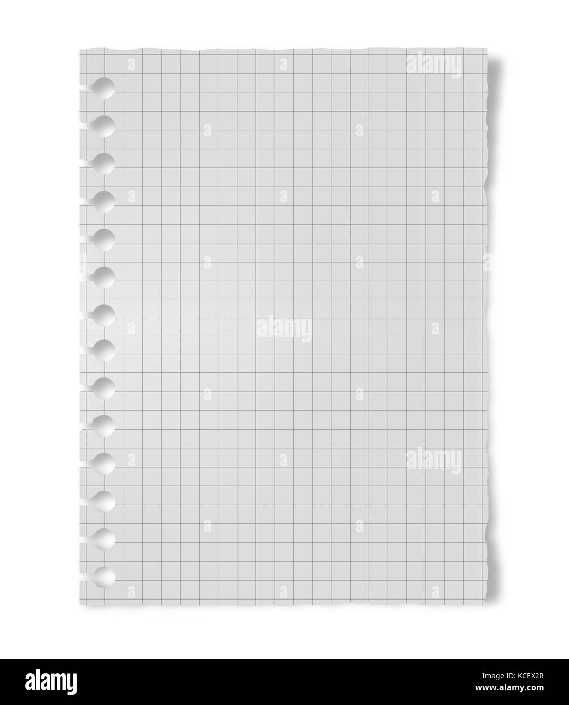 Feuille de papier blanc froissé isolé sur fond blanc Banque D'Images
