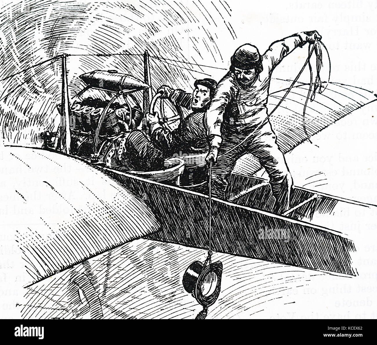 Caricature montrant un biplan. En date du 20e siècle Banque D'Images