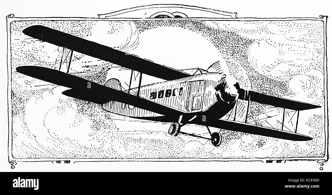 Illustration représentant un biplan passagers. En date du 20e siècle Banque D'Images