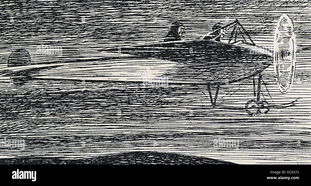 Caricature montrant un biplan. En date du 20e siècle Banque D'Images