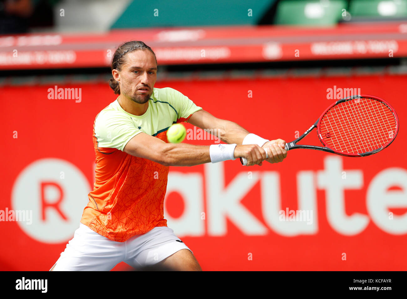 Ariake Coliseum, Tokyo, Japon. 5 octobre 2017. Alexandr Dolgopolov (UKR), 5 OCTOBRE 2017 - Tennis : Rakuten Japan Open Tennis Championships 2017 match de 2e tour au Ariake Coliseum, Tokyo, Japon. Crédit : Yohei Osada/AFLO SPORT/Alamy Live News Banque D'Images