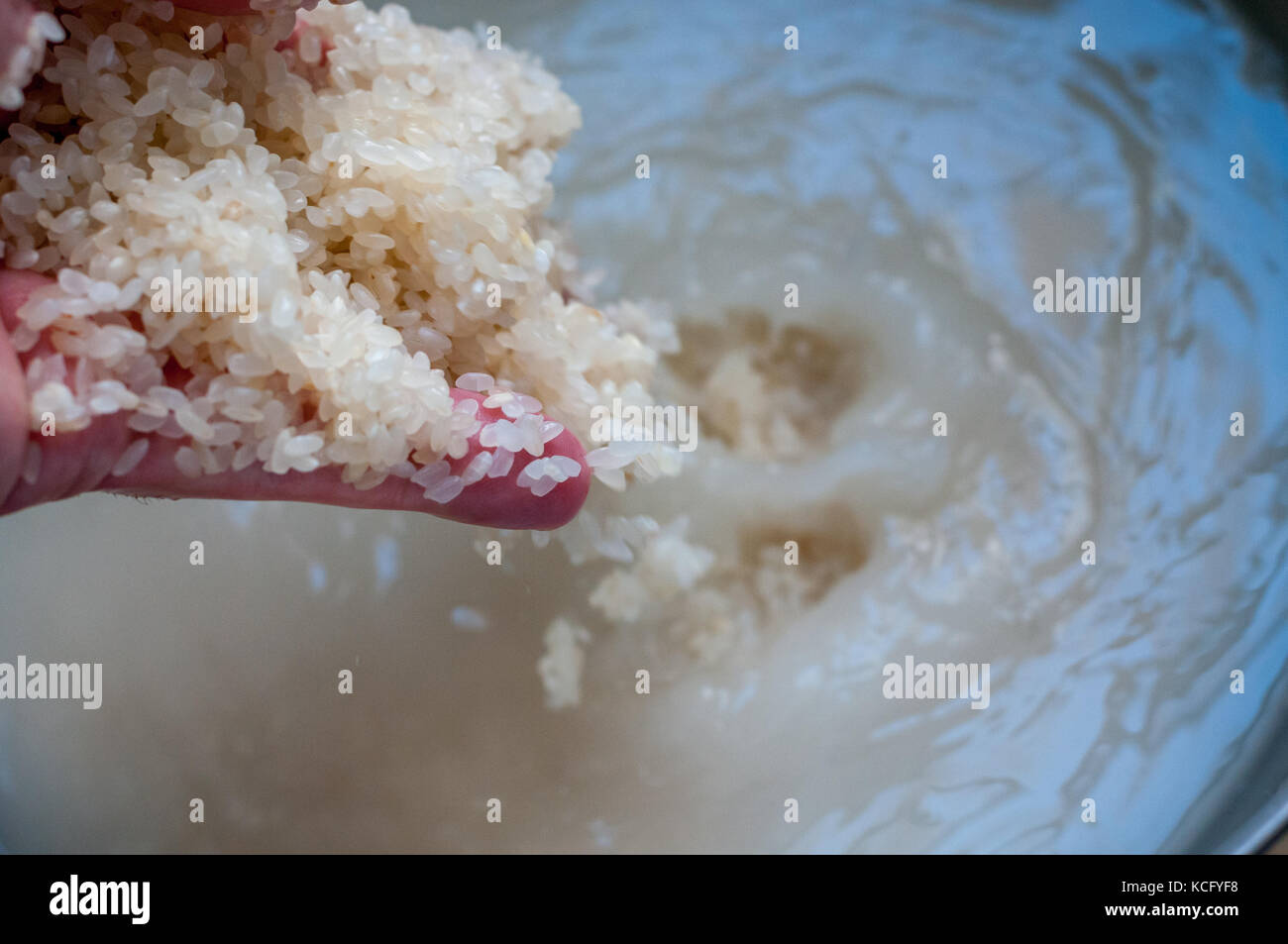 Préparation du riz à sushi Banque D'Images