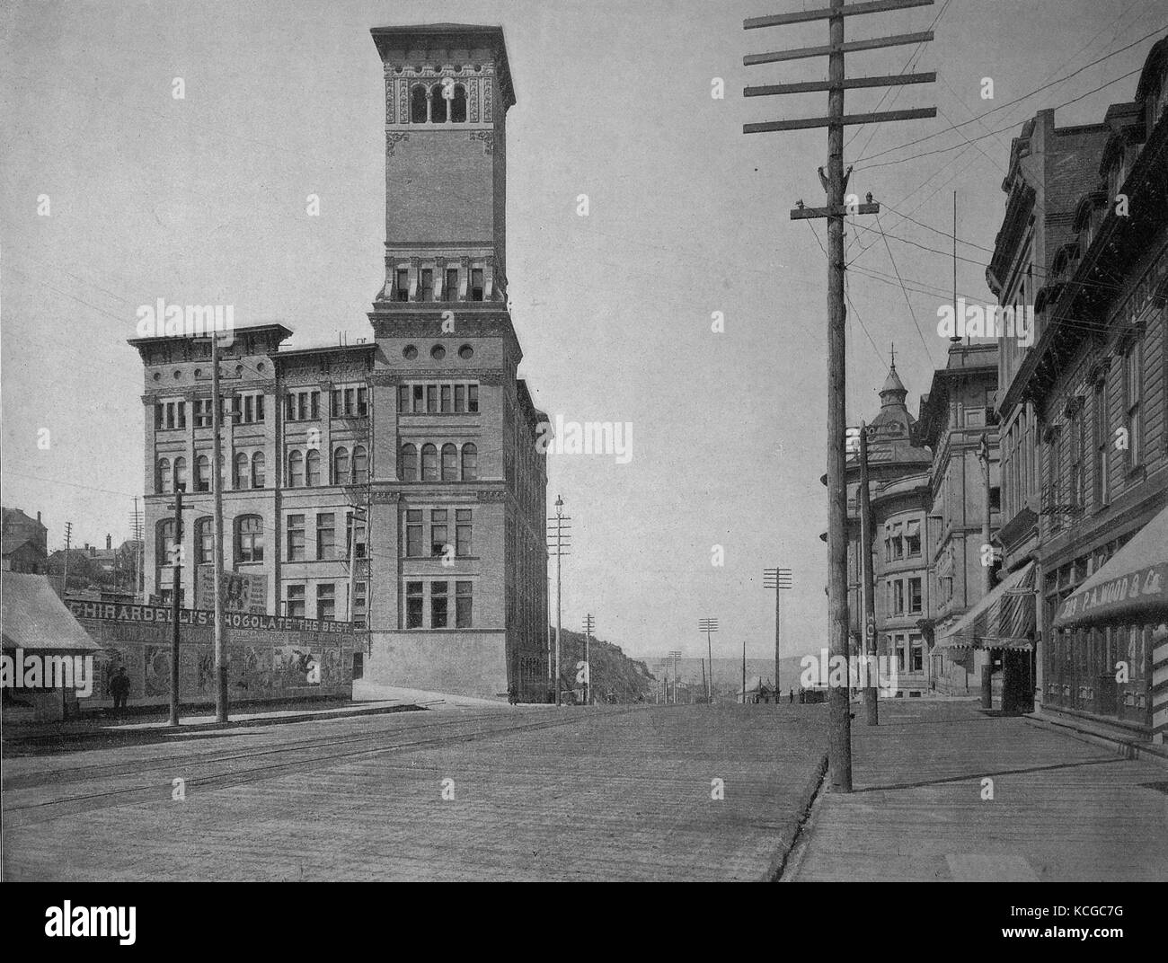 États-unis d'Amérique, l'hôtel de ville sur Pacific Avenue dans la ville de Tacoma, Washington State, l'amélioration numérique reproduction d'une photo historique de l'année 1899 (estimé) Banque D'Images