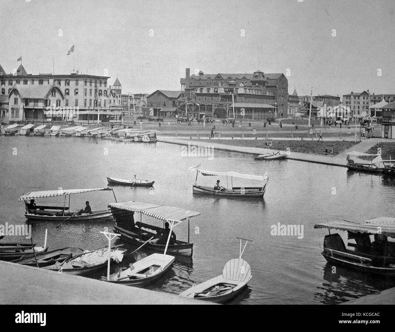 États-unis d'Amérique, la station balnéaire de Asbury Park sur le lac de Wesley, État du New Jersey, l'amélioration numérique reproduction d'une photo historique de l'année 1899 (estimé) Banque D'Images