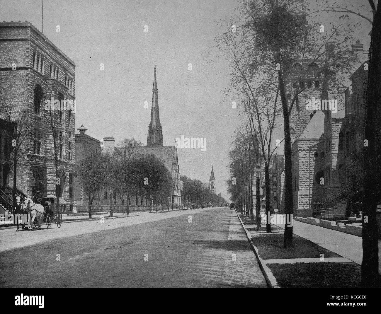 États-unis d'Amérique, l'Avenue Michigan Avenue dans la ville de Chicago, état de l'Illinois, l'amélioration numérique reproduction d'une photo historique de l'année 1899 (estimé) Banque D'Images