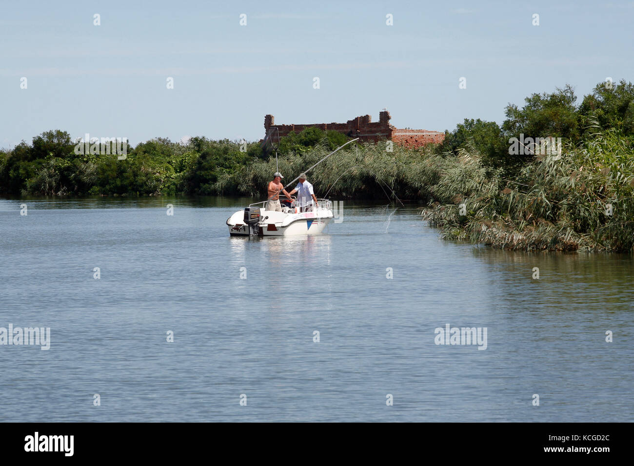 Parc du Delta du Po en Italie de Porto Tolle : pêcheur Banque D'Images Parc du Delta du Po en Italie de Porto Tolle : pêcheur Banque D'Images