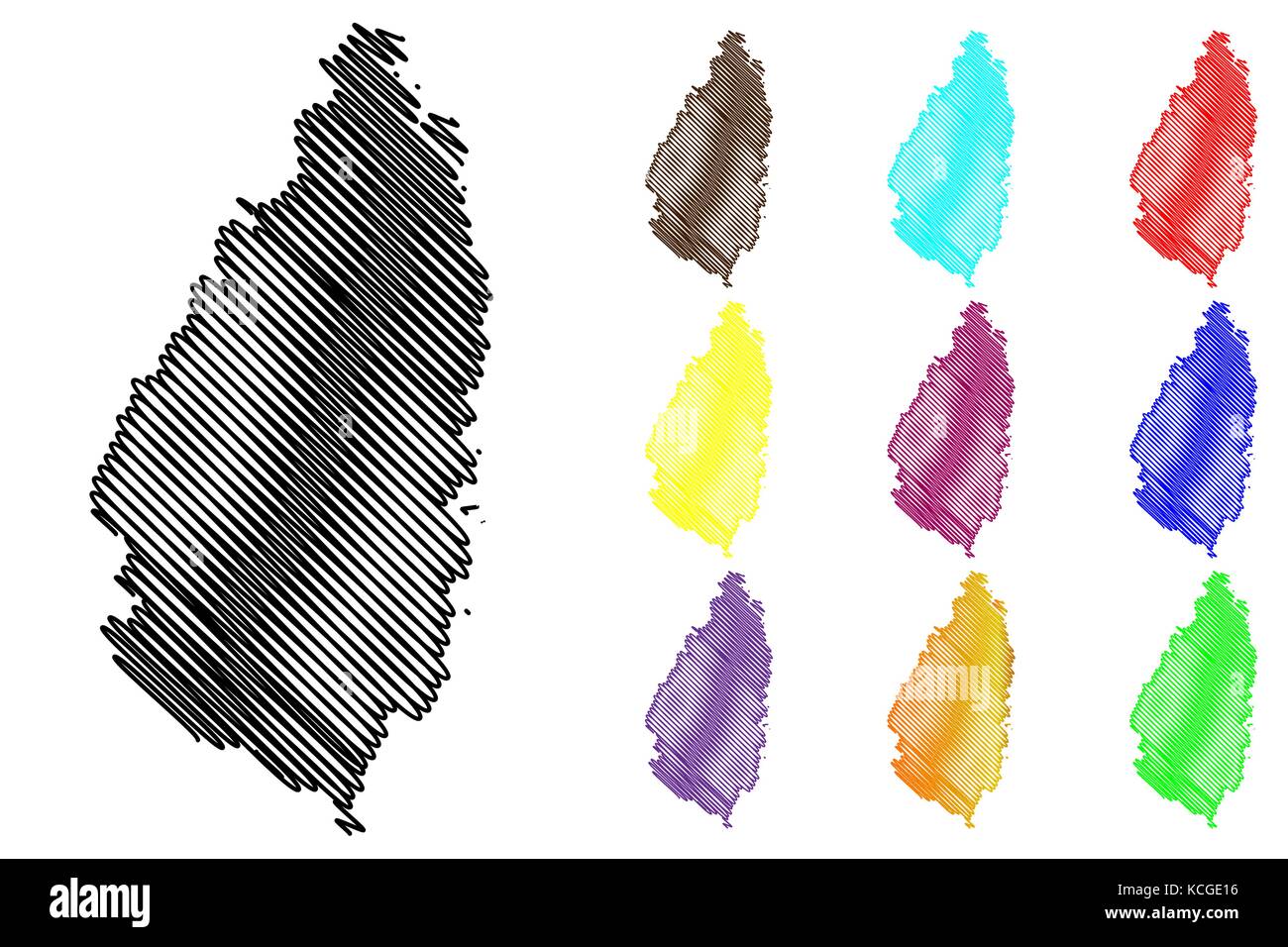 Carte de l'île Sainte-Lucie, illustration vectorielle scribble sketch Sainte-Lucie Illustration de Vecteur