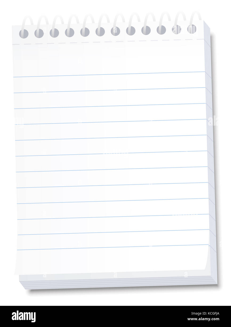 Le bloc-notes pour les mémos, messages, notes, listes, dates, délais, rappels - taille haute blanc bordée d'decoup papier portable avec reliure spirale. Banque D'Images