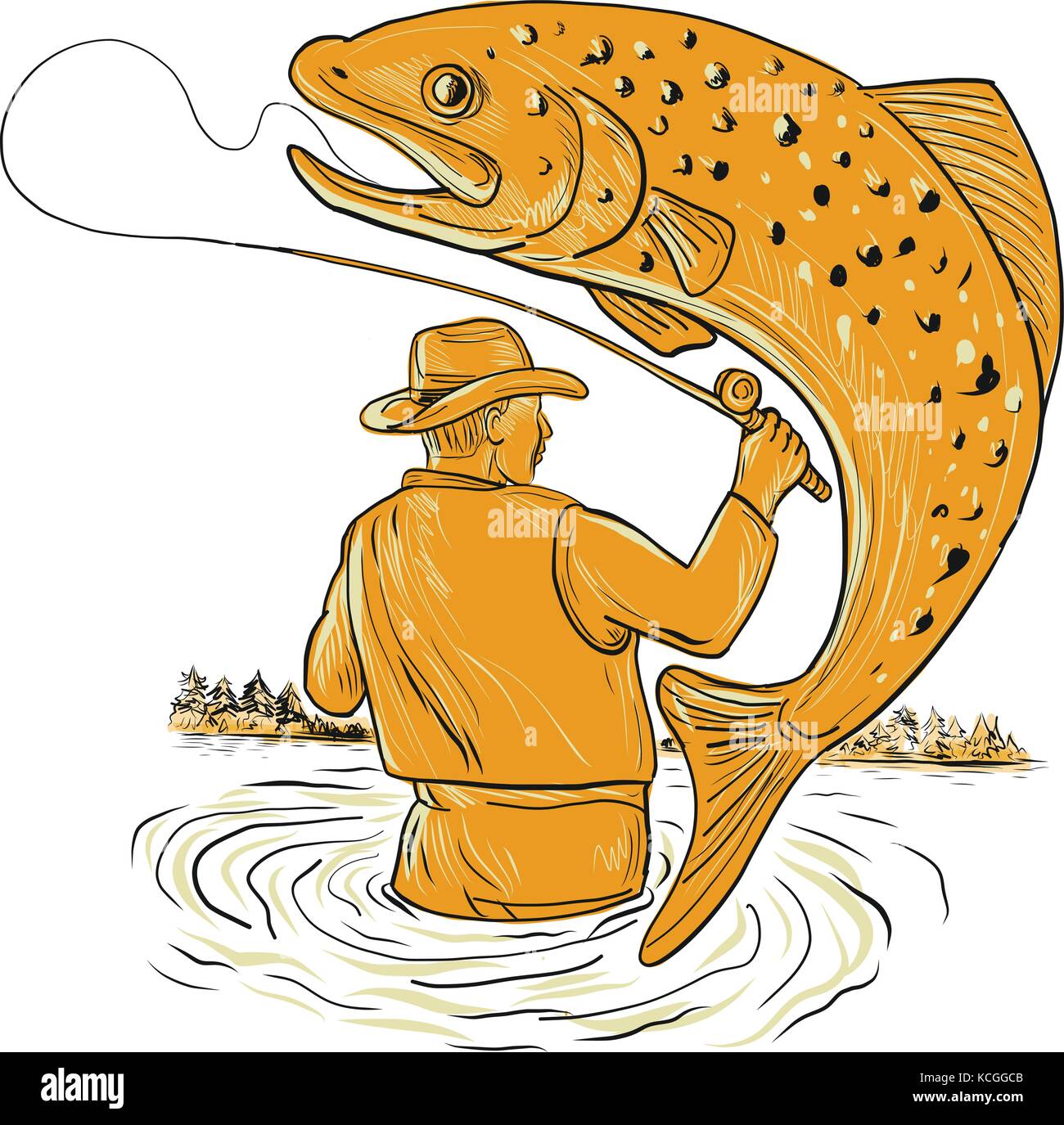 Style Croquis Dessin Illustration D Un Pecheur De Mouche Peche A La Truite Brune Tachetee Un Rembobinage Sauter Vu De L Arriere Sur Des Arriere Plan Image Vectorielle Stock Alamy Style Croquis Dessin Illustration D Un Pecheur De Mouche Peche A La Truite Brune Tachetee Un Rembobinage Sauter Vu De L Arriere Sur Des Arriere Plan Image Vectorielle Stock Alamy