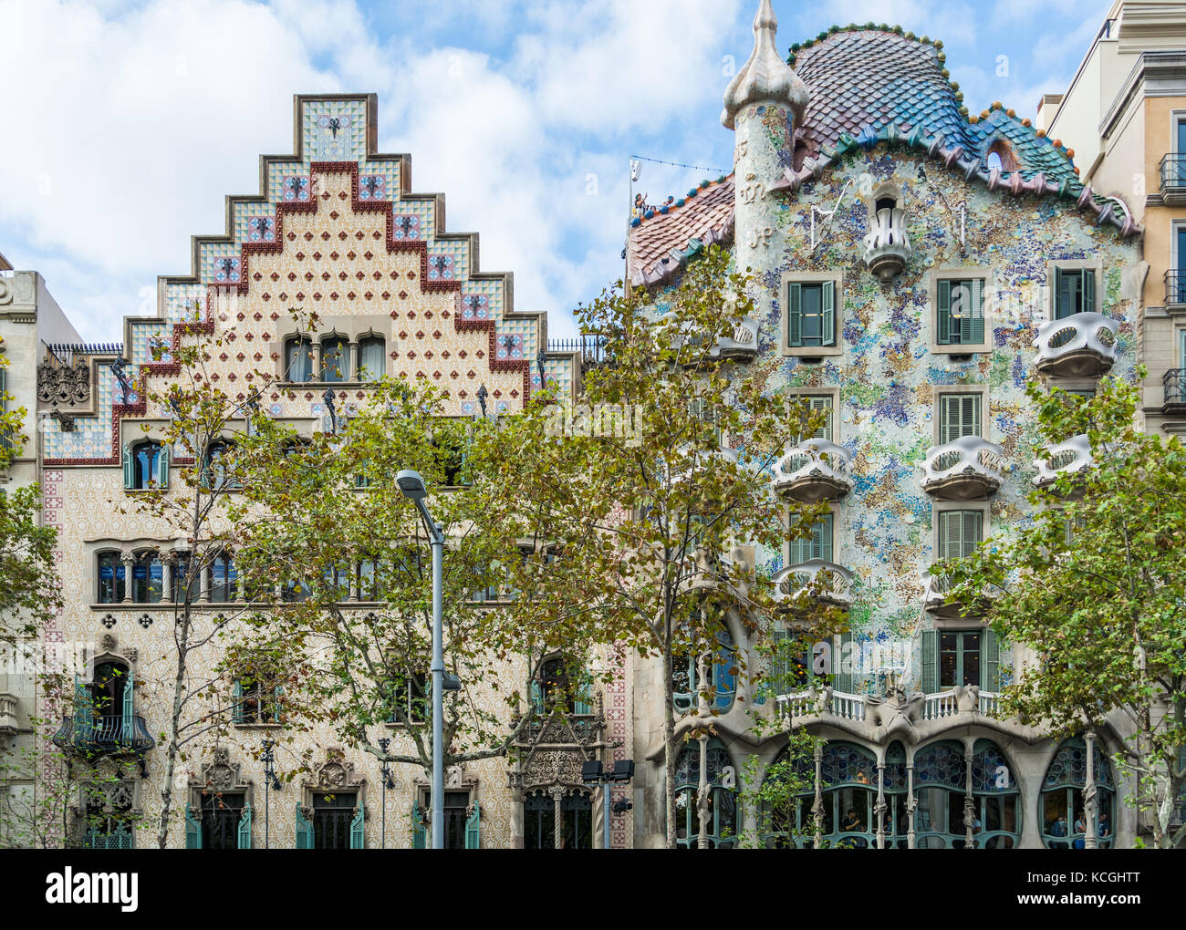 L'architecture moderniste sur Passeig de Gracia, Barcelone, Catalogne, Espagne Banque D'Images