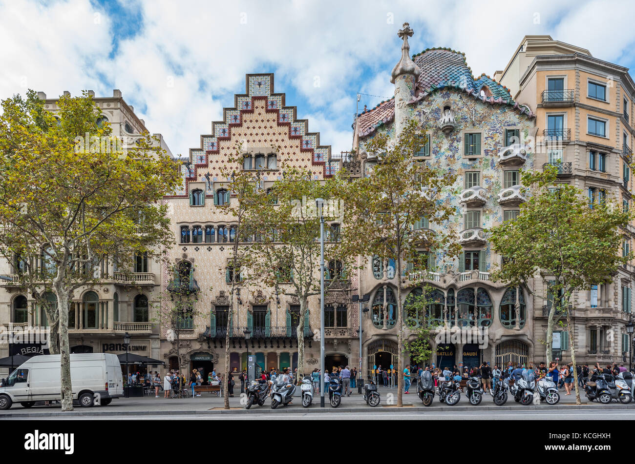 L'architecture moderniste sur Passeig de Gracia, Barcelone, Catalogne, Espagne Banque D'Images