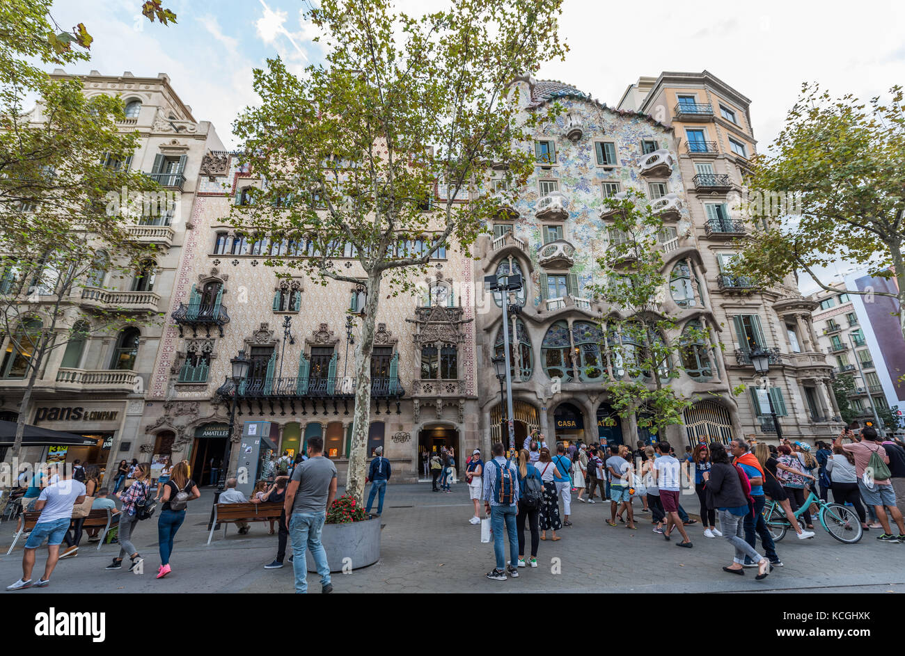 L'architecture moderniste sur Passeig de Gracia, Barcelone, Catalogne, Espagne Banque D'Images