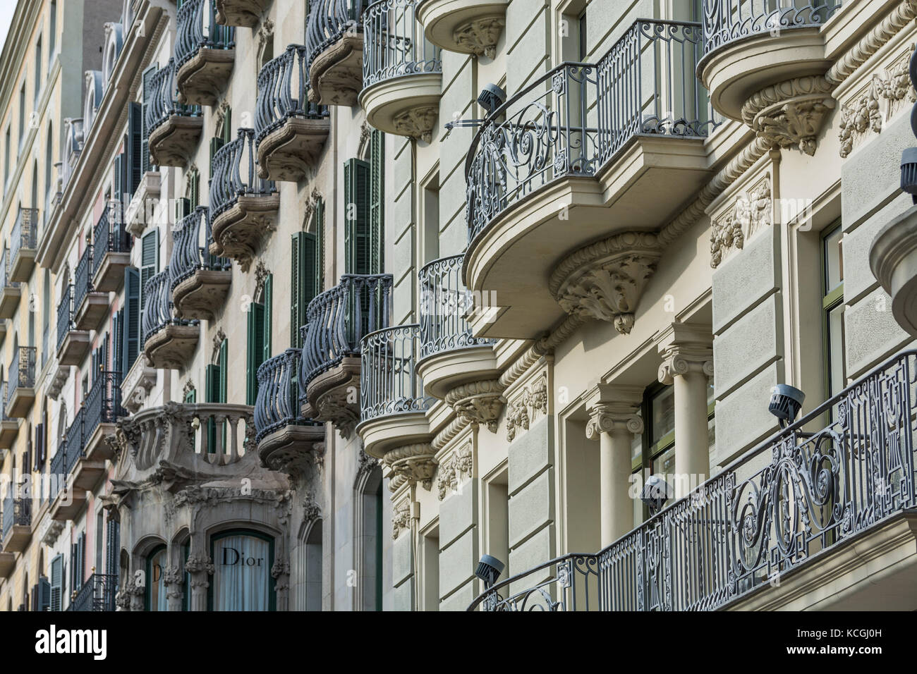 L'architecture moderniste sur Passeig de Gracia, Barcelone, Catalogne, Espagne Banque D'Images