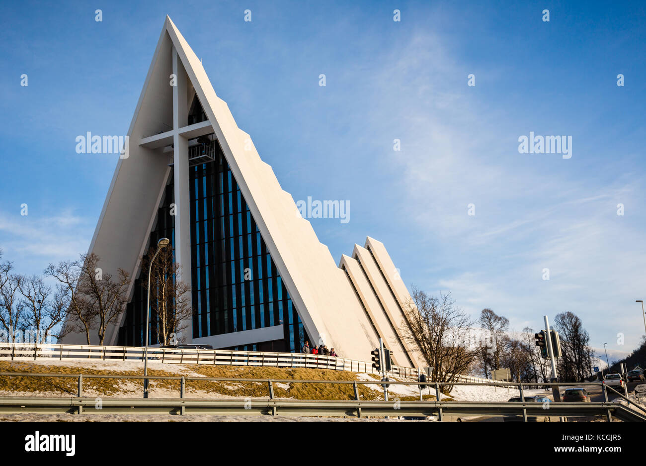 Eglise tromsdalen, également connu sous le nom de la cathédrale ishavskatedralen, arctique, Tromso, Norvège Banque D'Images