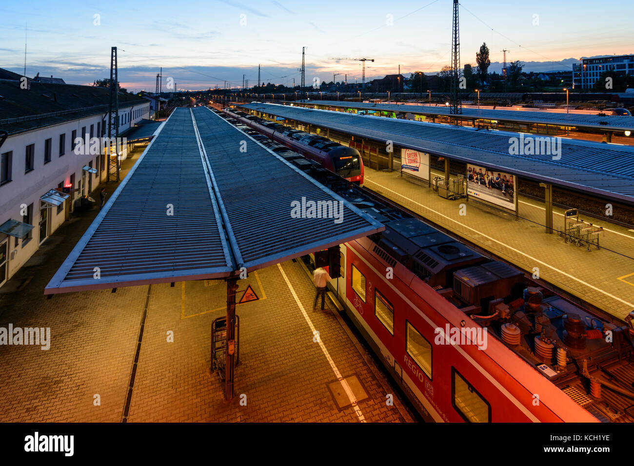 Gare, train, Plattling, Niederbayern, Basse Bavière, Bade-Wurtemberg, Bavière, Allemagne Banque D'Images