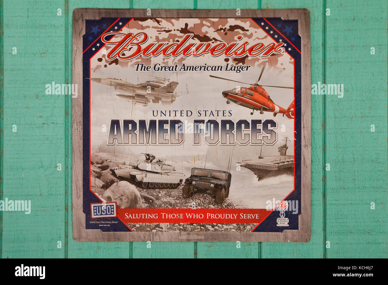 Forces armées américaines Budweiser l'annonceur - USA Banque D'Images