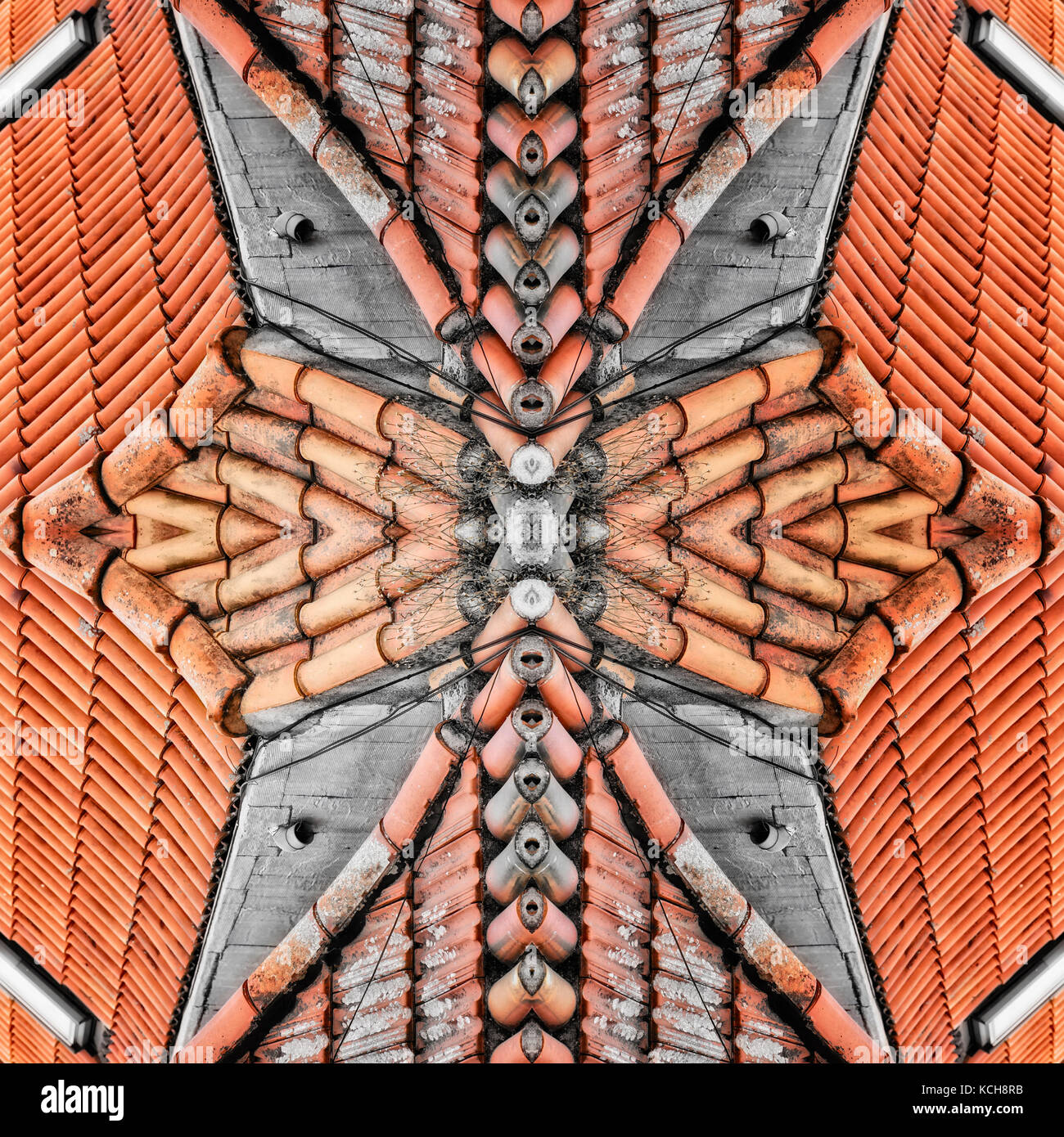 Toits en terre cuite dans la vieille ville de Lisbonne Banque D'Images