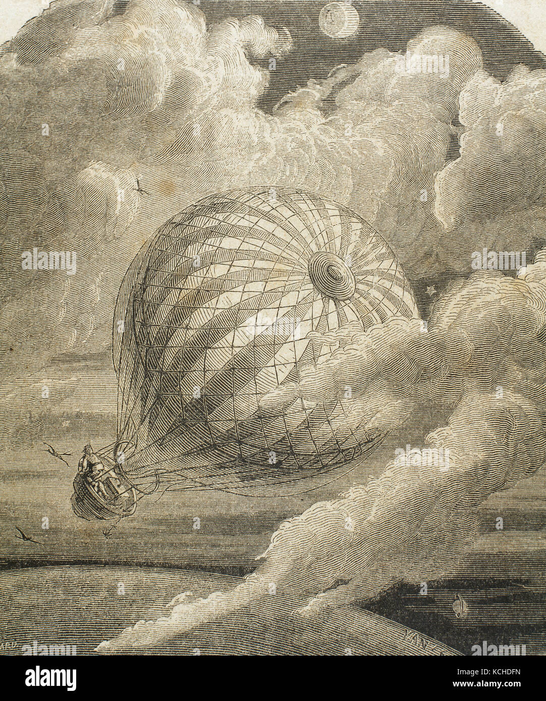 Jules Verne (1828-1905). L'écrivain français. Illustration du travail de la Terre à la Lune, écrit en 1865. Gravure par Gérard, 19e siècle. Banque D'Images
