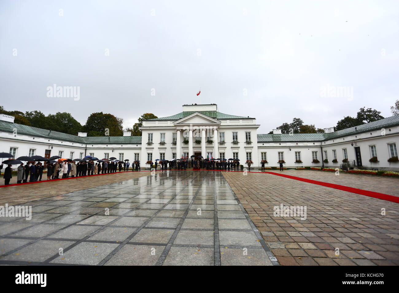 Le président duda et première dame agata kornhauser-duda a reçu le président bulgare rumen radev et première dame just radeva avec cérémonie au palais du Belvédère à Varsovie pour l'inauguration. (Photo par Jakob ratz / pacific press) Banque D'Images