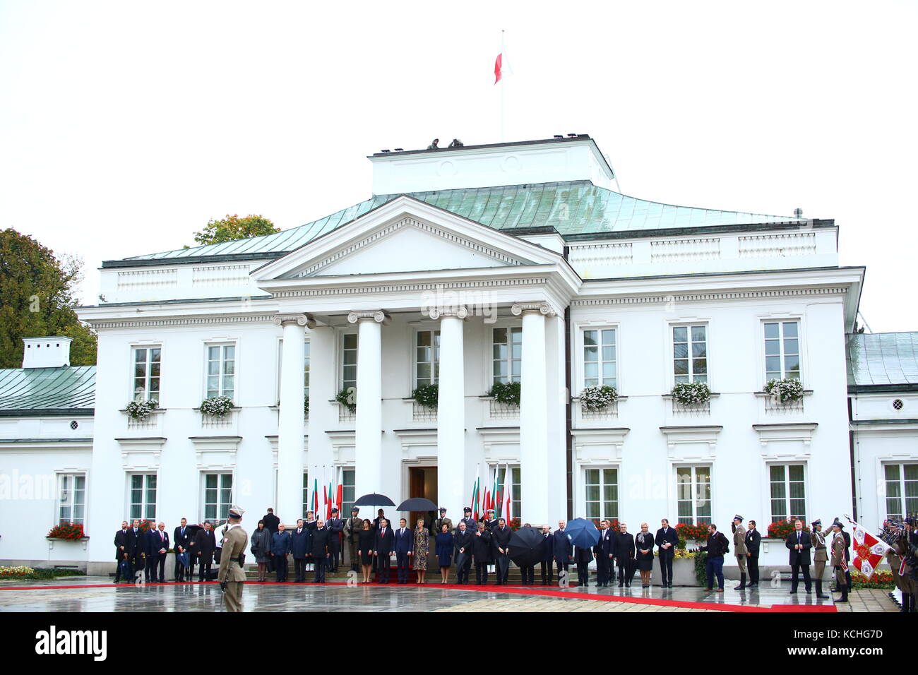Le président duda et première dame agata kornhauser-duda a reçu le président bulgare rumen radev et première dame just radeva avec cérémonie au palais du Belvédère à Varsovie pour l'inauguration. (Photo par Jakob ratz / pacific press) Banque D'Images