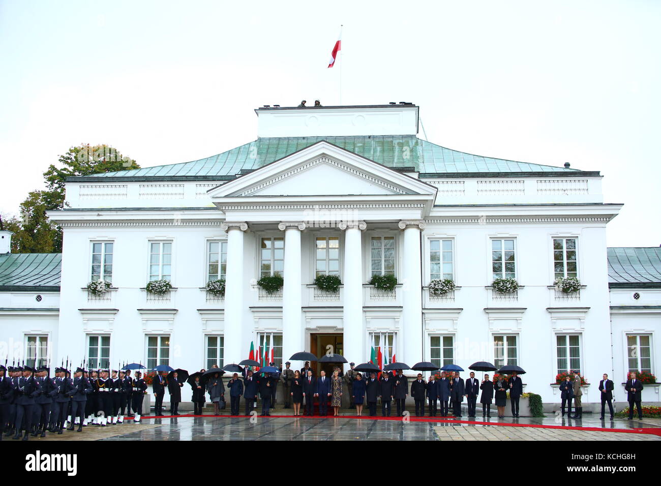 Le président duda et première dame agata kornhauser-duda a reçu le président bulgare rumen radev et première dame just radeva avec cérémonie au palais du Belvédère à Varsovie pour l'inauguration. (Photo par Jakob ratz / pacific press) Banque D'Images