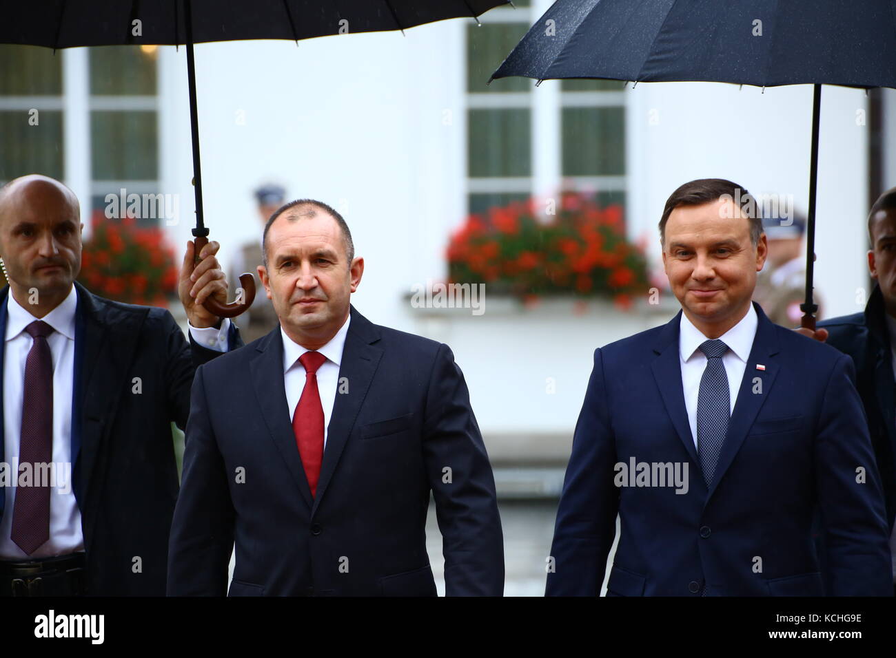 Le président duda et première dame agata kornhauser-duda a reçu le président bulgare rumen radev et première dame just radeva avec cérémonie au palais du Belvédère à Varsovie pour l'inauguration. (Photo par Jakob ratz / pacific press) Banque D'Images