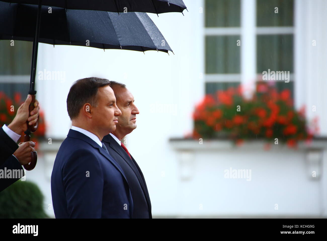 Le président duda et première dame agata kornhauser-duda a reçu le président bulgare rumen radev et première dame just radeva avec cérémonie au palais du Belvédère à Varsovie pour l'inauguration. (Photo par Jakob ratz / pacific press) Banque D'Images