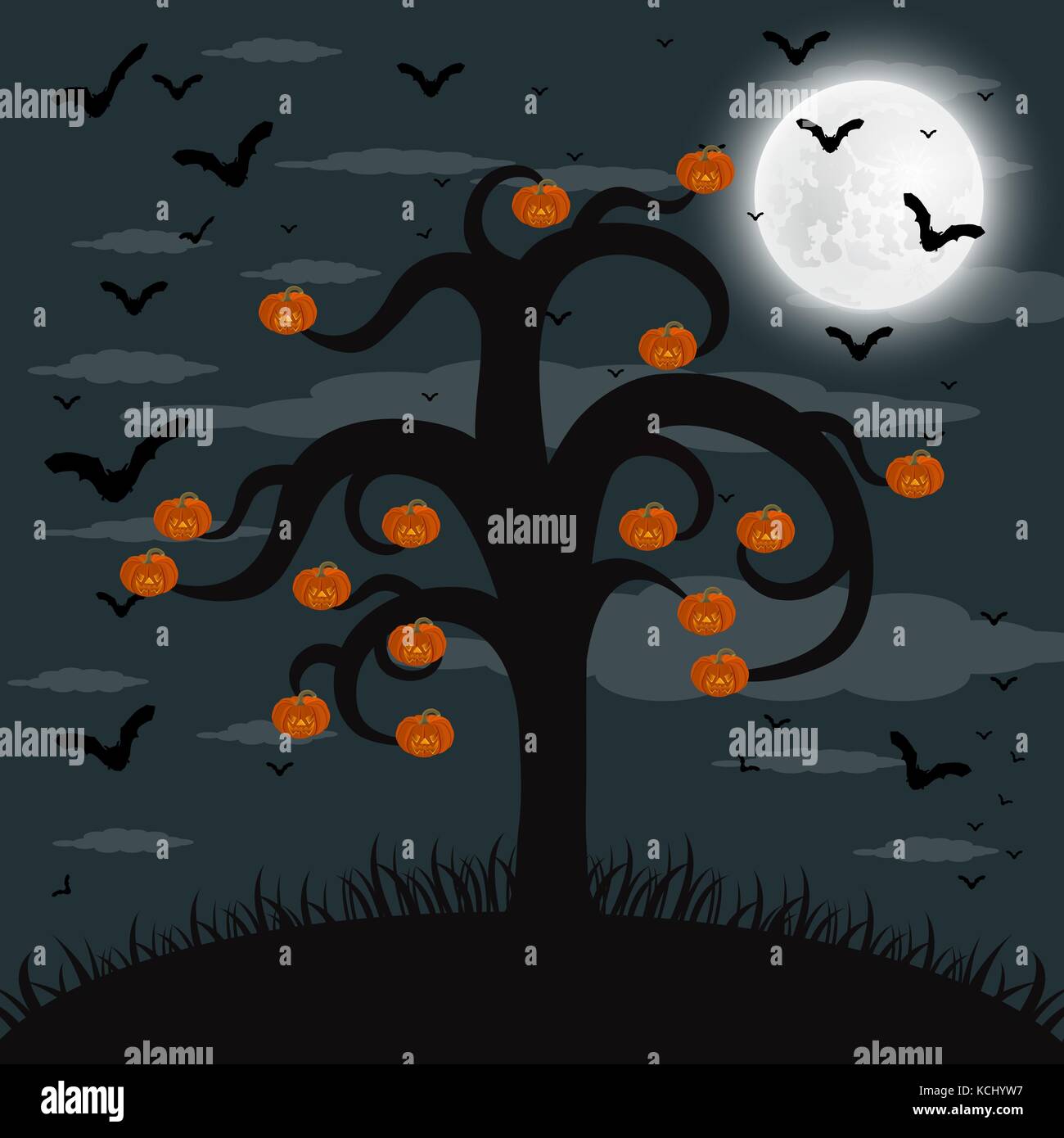 Forêt la nuit sur halloween Illustration de Vecteur