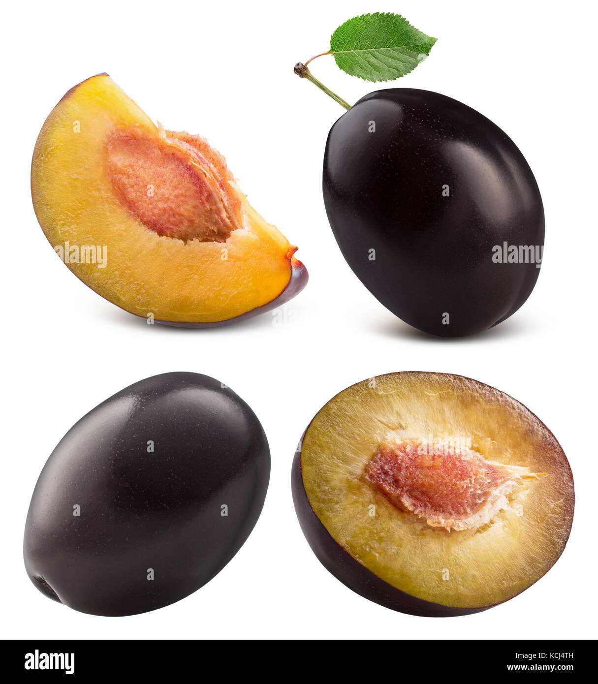 Collection de prunes isolé sur un fond blanc. Banque D'Images