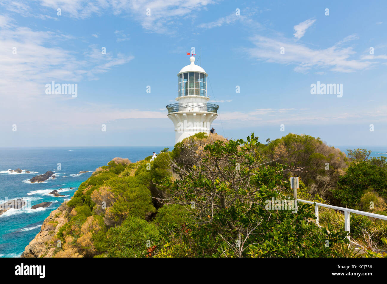 Le mont Sugarloaf Point Lighthouse , également connu sous le nom de Seal Rocks phare, à Seal Rocks sur le milieu de la côte nord de la Nouvelle-Galles du Sud, Australie Banque D'Images