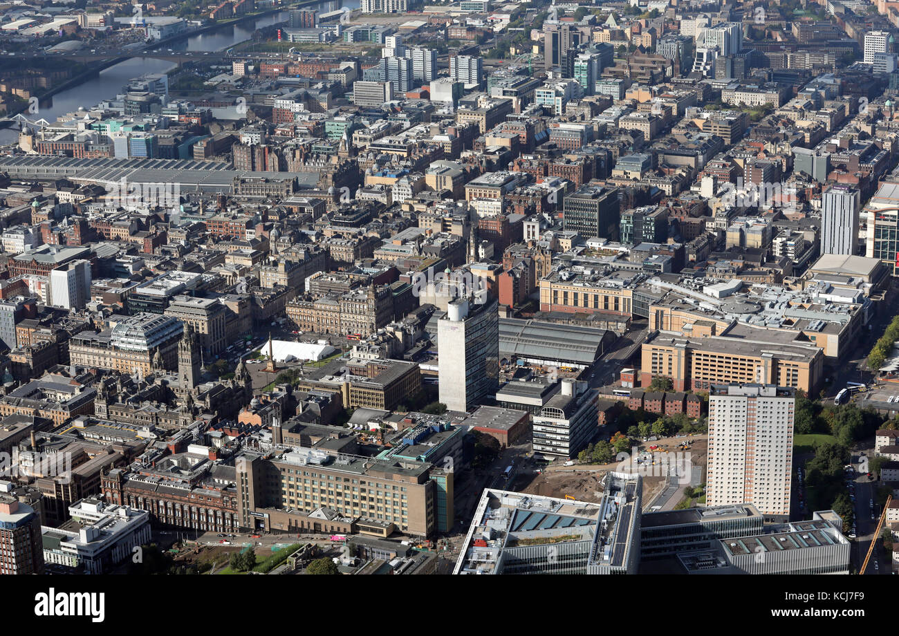 Vue aérienne du centre-ville de Glasgow, Écosse, Royaume-Uni Banque D'Images