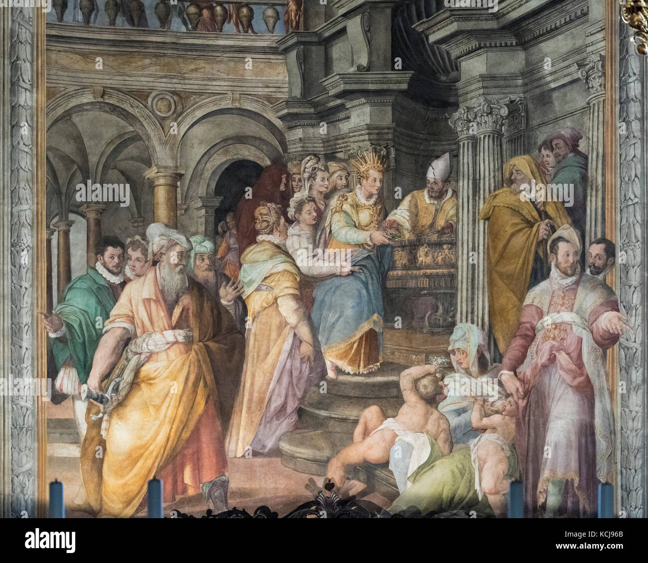 Rome. L'Italie. Empress Eudoxia mains sur les chaînes de l'Apôtre Pierre au pape, fresque de Jacopo Coppi (1523-1591), 1577, San Pietro in Vincoli Banque D'Images