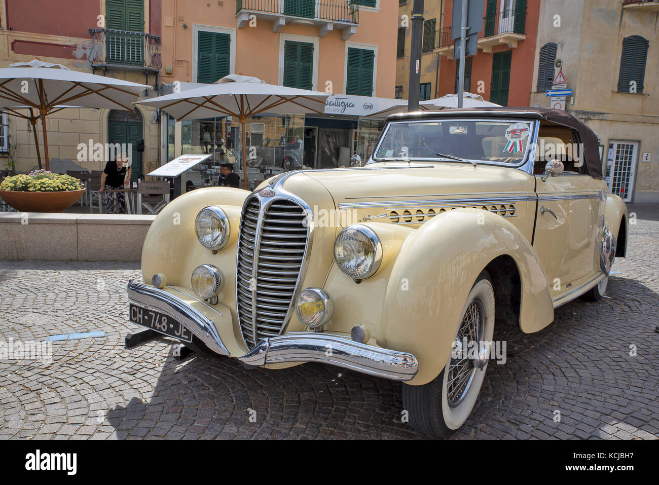 Italie Ligurie réunion voitures anciennes en celle ligure - delahaye 135ms 1947 Banque D'Images