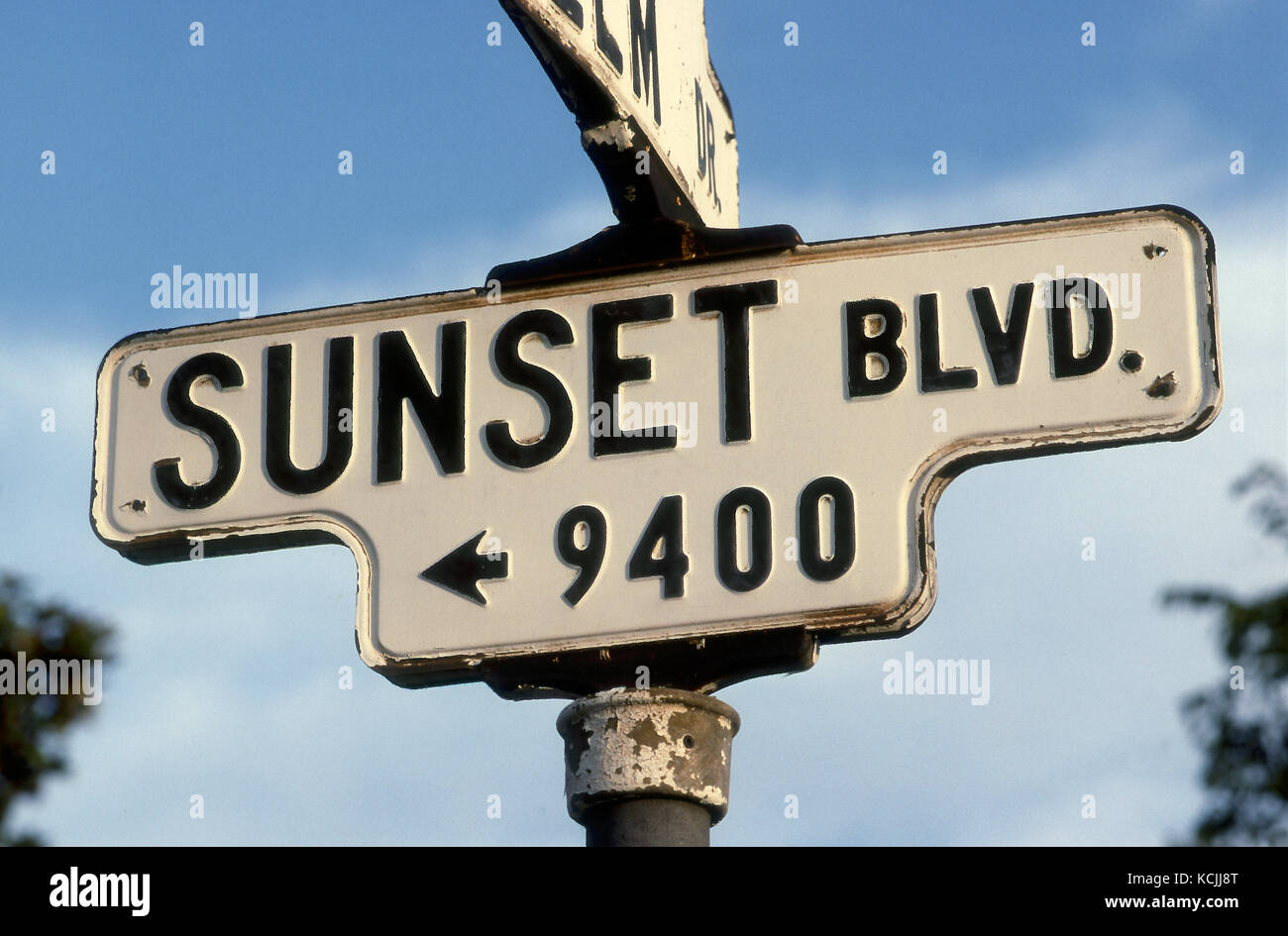 Vintage street sign pour Sunset Blvd. à Los Angeles, CA Banque D'Images