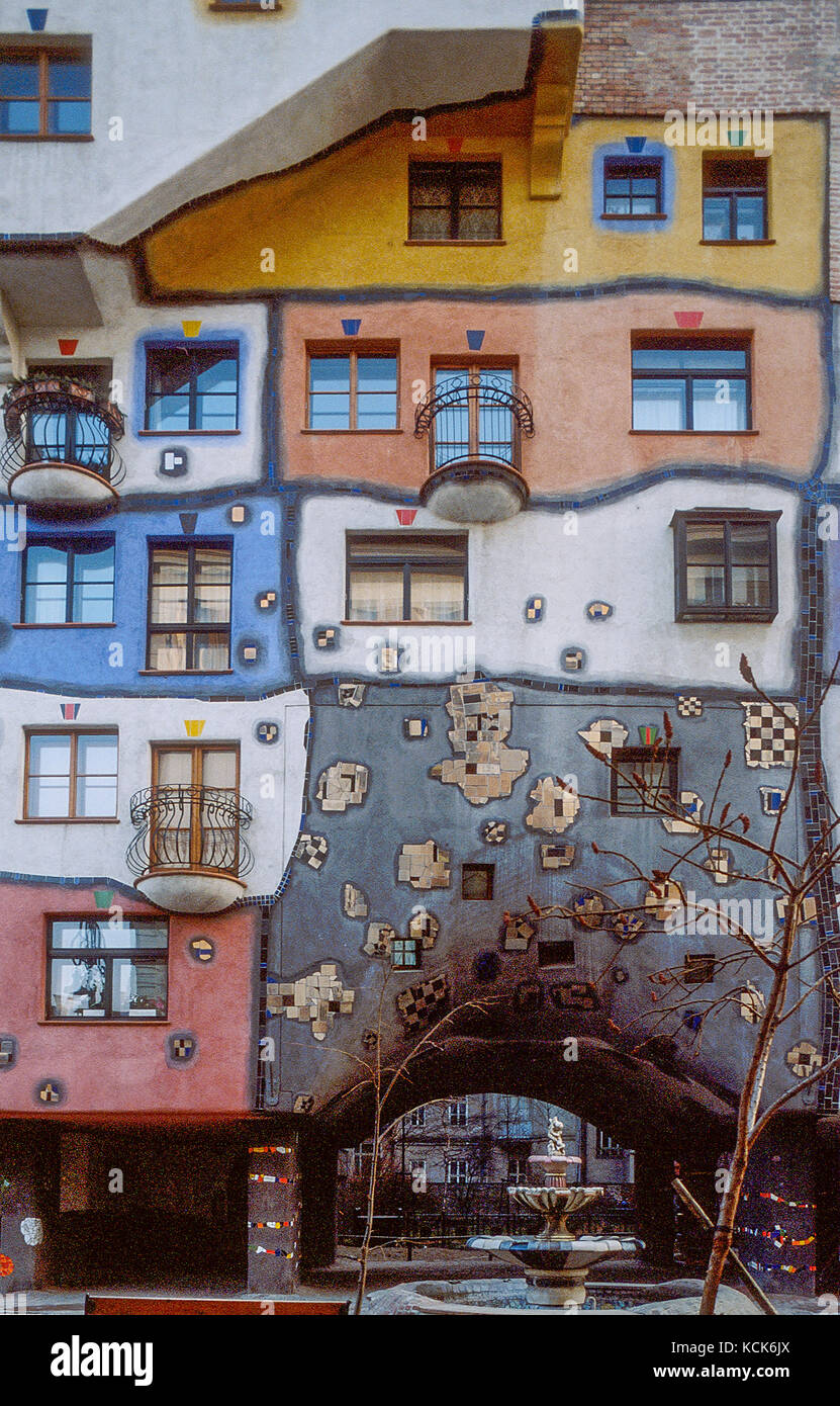 Maison Hundertwasser, Vienne, Autriche Banque D'Images
