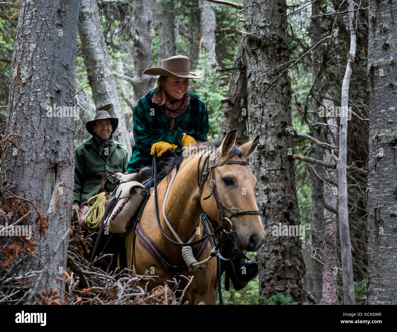 Le Canada, la Colombie-Britannique, Chilcotin, Chilcotin Arche, Tweedsmuir Park, arc-en-ciel Arc-en-ciel volcan, montagne, pourvoyeurs, Pack Déco Découverte, randonnée, chevaux, cowboy, cowgirl, Banque D'Images