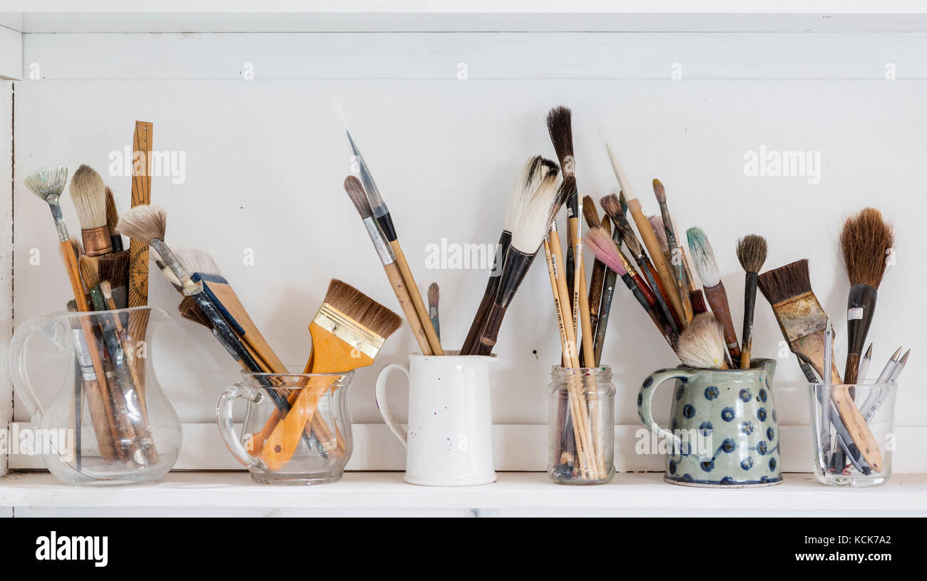 Studio d'artiste, peintre, art, pinceaux, Banque D'Images