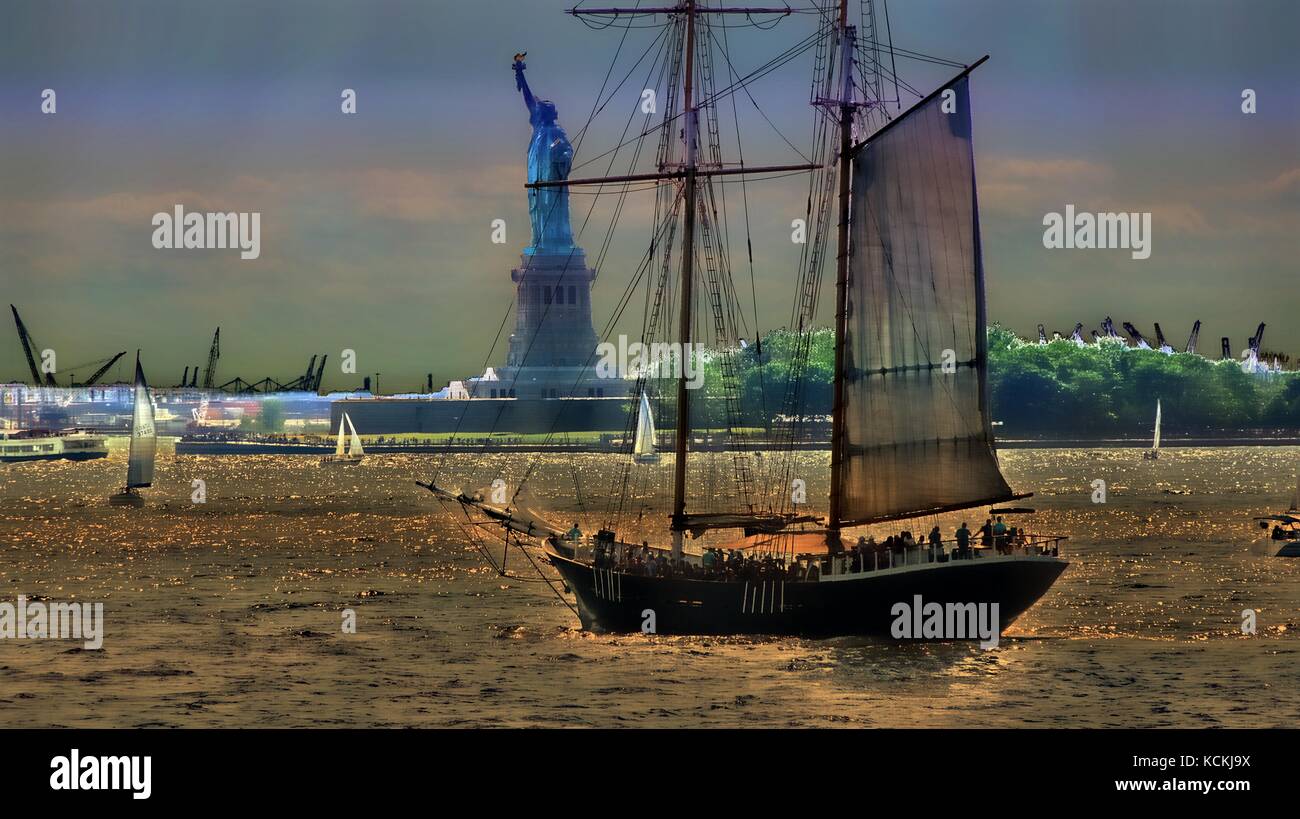 Voilier Peinture à New York Banque D'Images