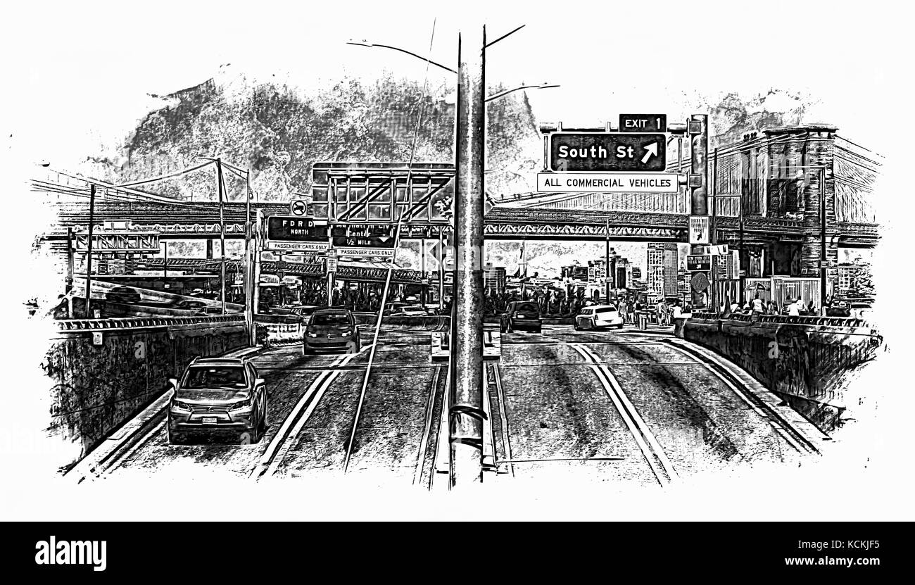 Dessin de rues urbaines Banque D'Images