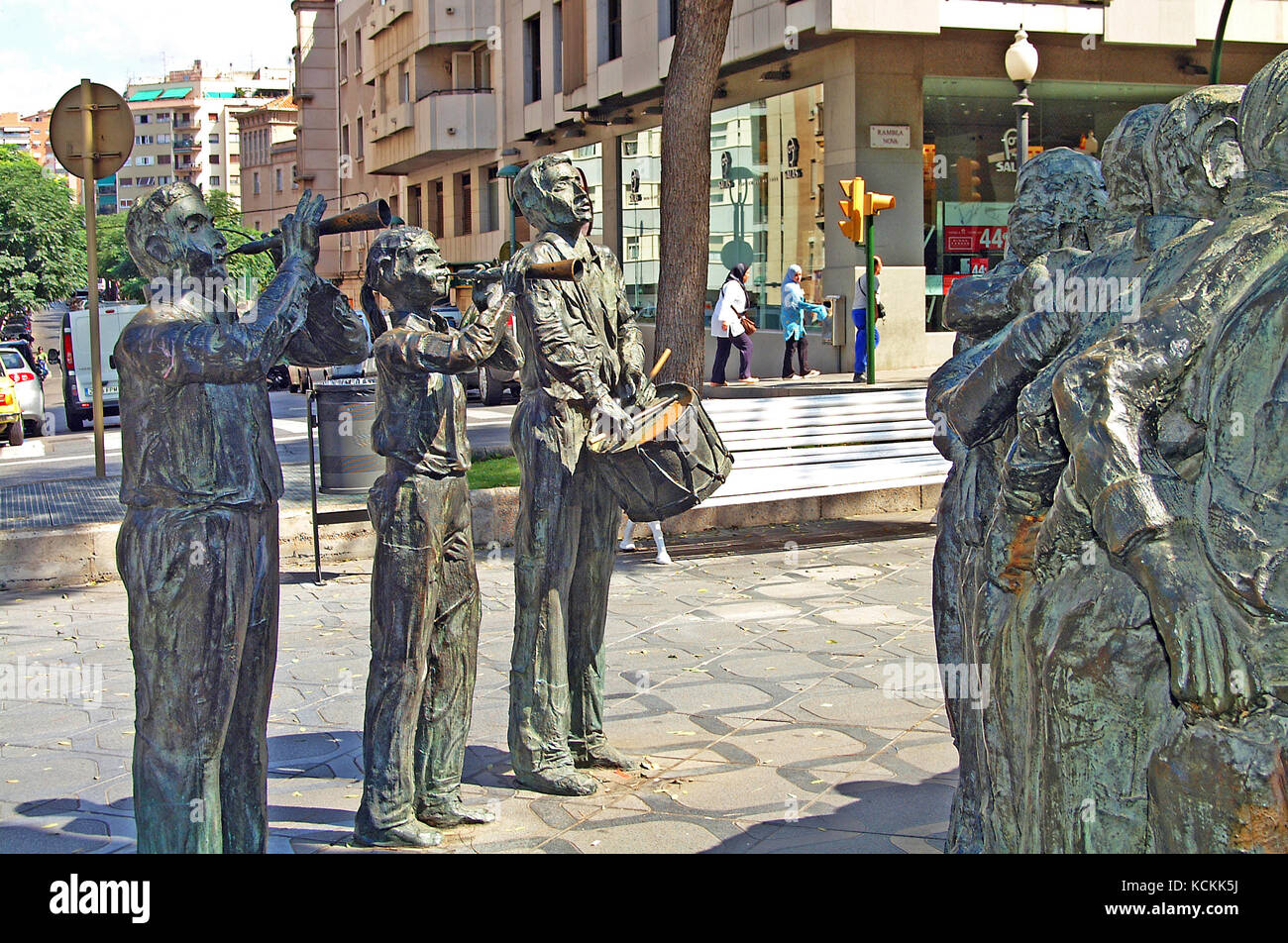 La Statue de la tour de Tarragone, de musiciens, Catalogne, province de Tarragone, Espagne Banque D'Images