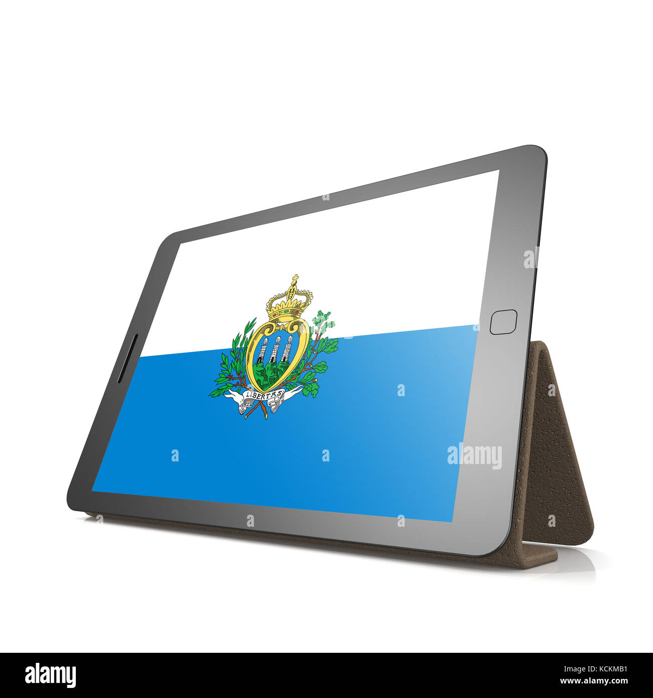 Tablette avec drapeau saint-marin avec image hi-res rendus d'art qui pourrait être utilisé pour toute la conception graphique. Banque D'Images