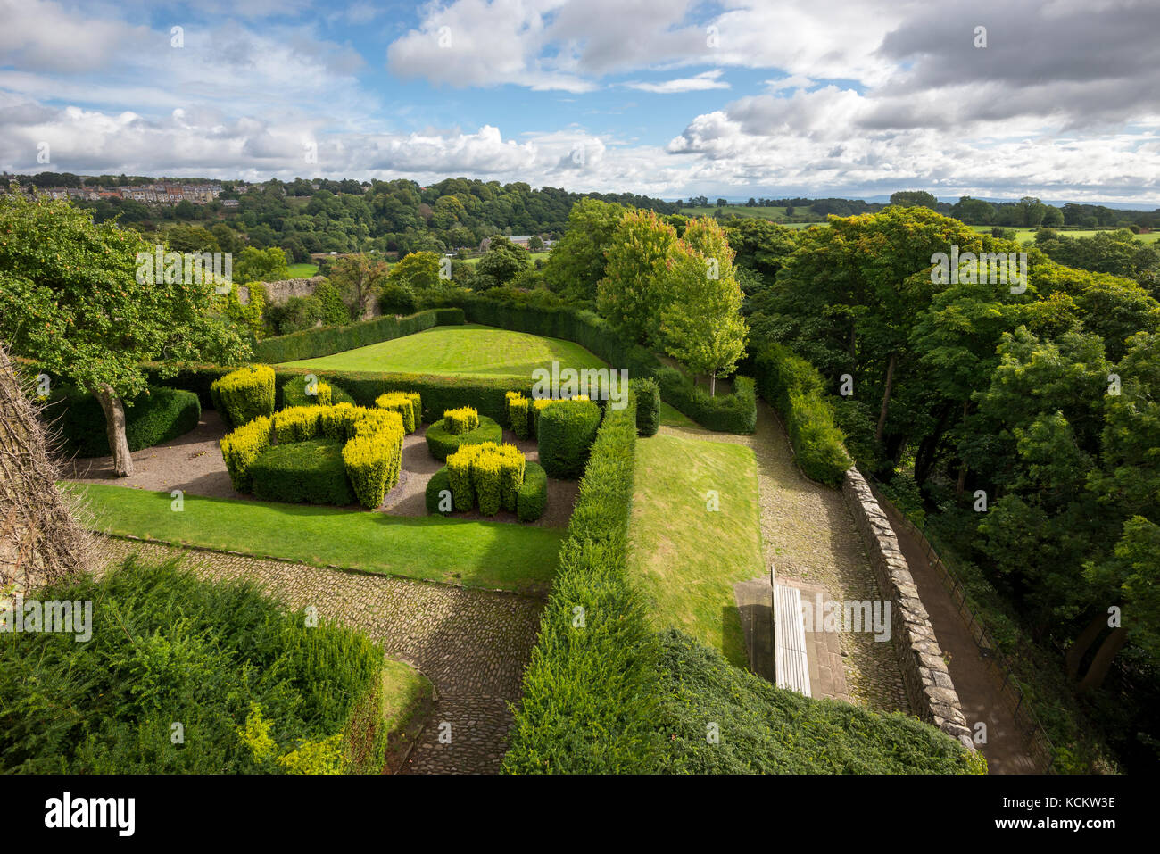 Le poste de pilotage jardin à château de Richmond dans le North Yorkshire, en Angleterre. Banque D'Images