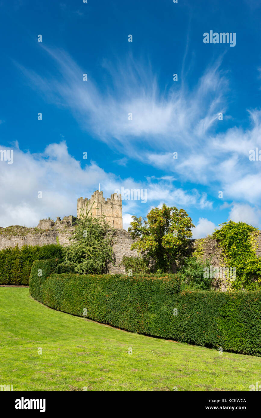 Le poste de pilotage jardin à Château de Richmond dans le North Yorkshire, en Angleterre. Banque D'Images